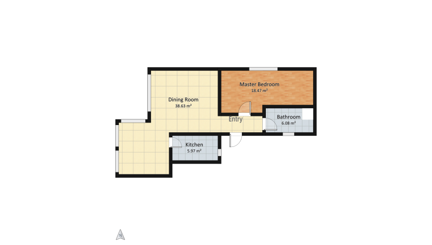 1 Bedroom apartment floor plan 69.16