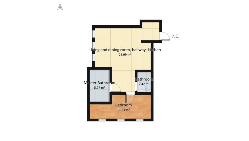 Bohemian apartment floor plan 53.93