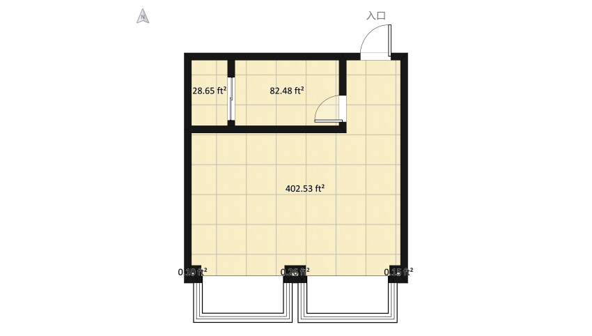 Studio Apartment floor plan 53.98