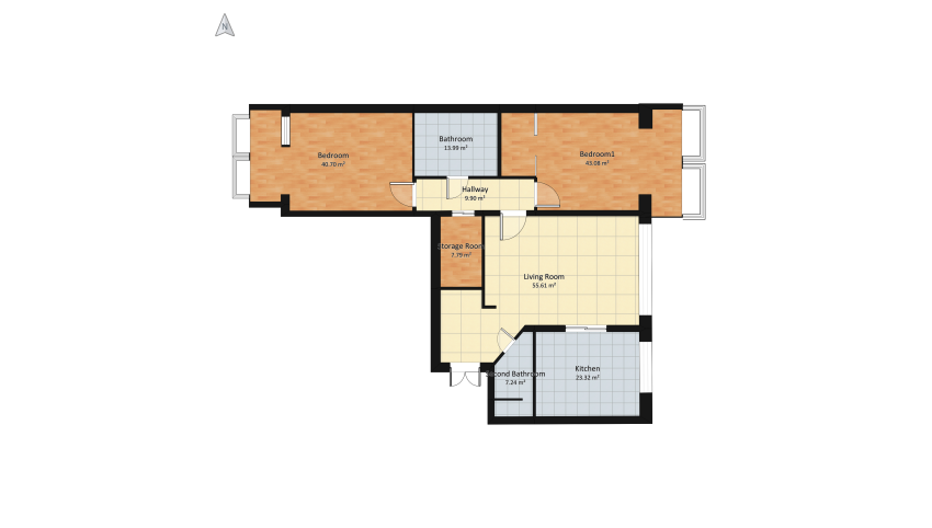 Project of Modern apartment floor plan 228.88