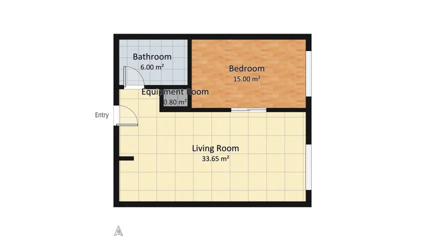 Apartment with Japandi Details floor plan 55.46