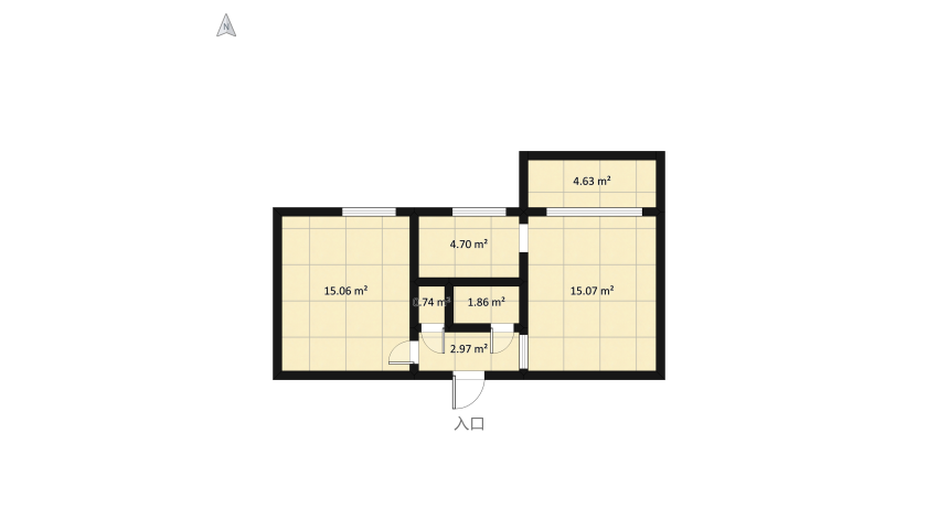 Two-room- apartment floor plan 53.44