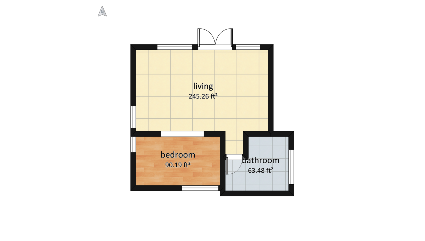 garden airbnb studio. floor plan 42.52