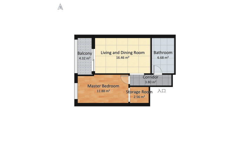 Bachelor apartment floor plan 52.4