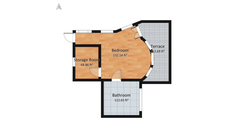 Loft + Bedroom floor plan 56.64