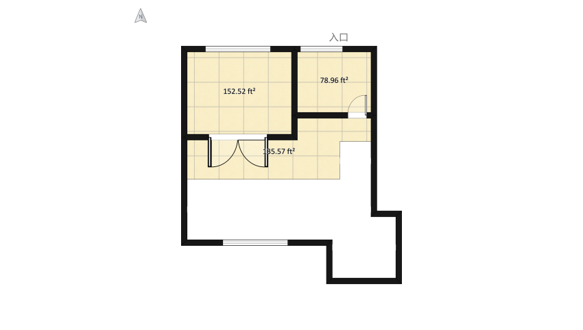 1 bedroom loft style appartment floor plan 128.62