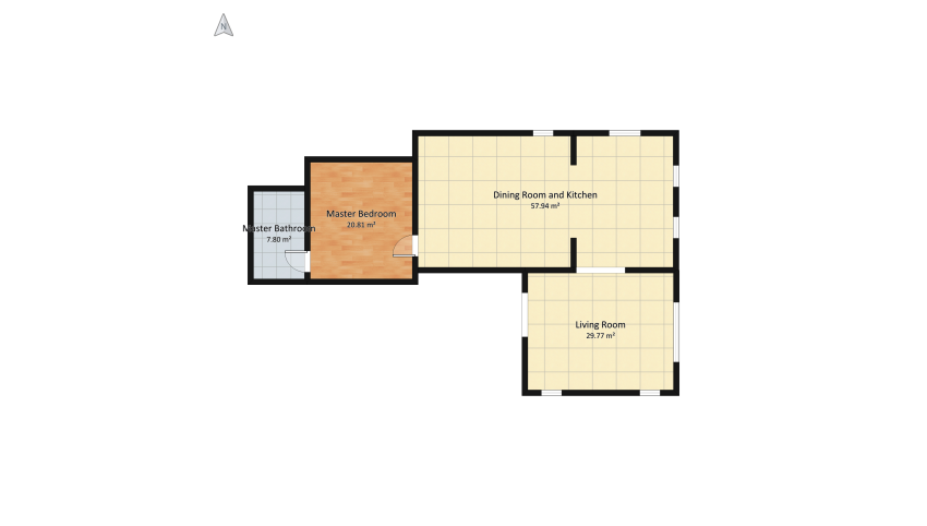 Bedroom and Bathroom floor plan 127.24