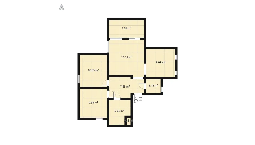 Two bedroom apartment floor plan 80.76