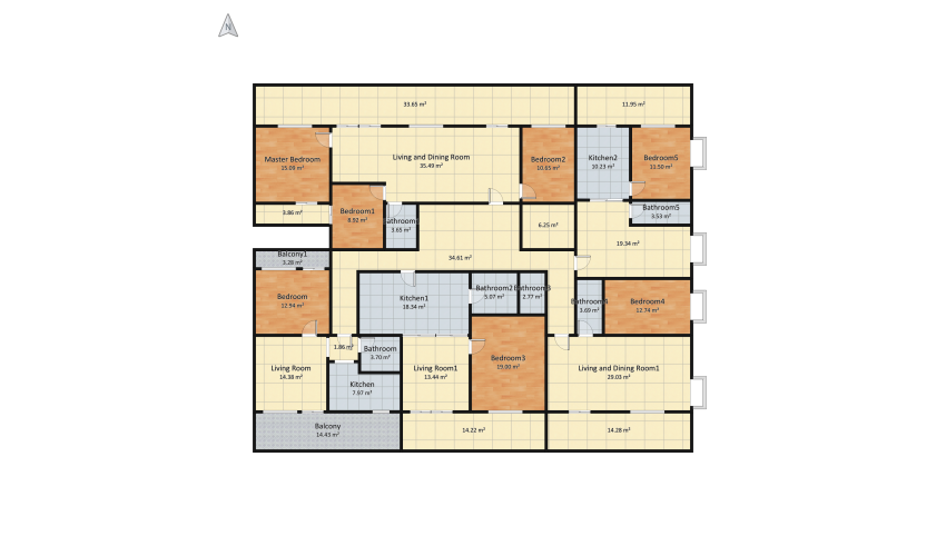5 apartments 1 floor floor plan 437.37