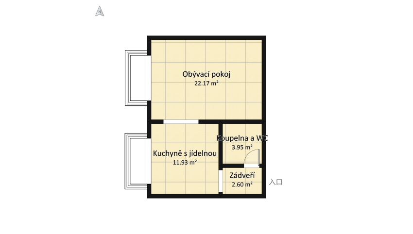 Usti 2+1 floor plan 45.56
