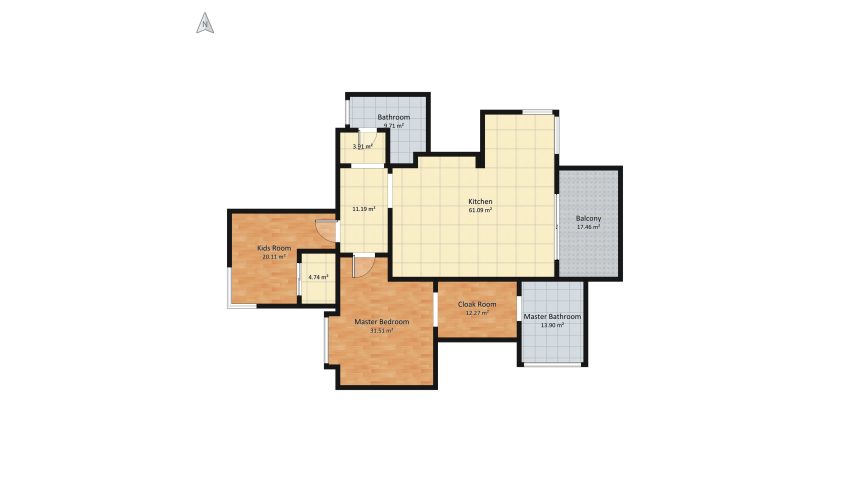 Home for three  floor plan 207.22