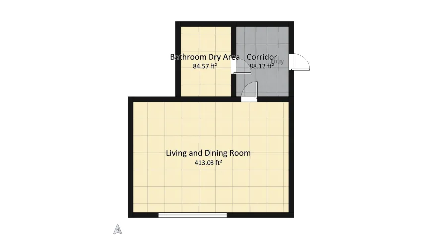 Studio apartment floor plan 54.43