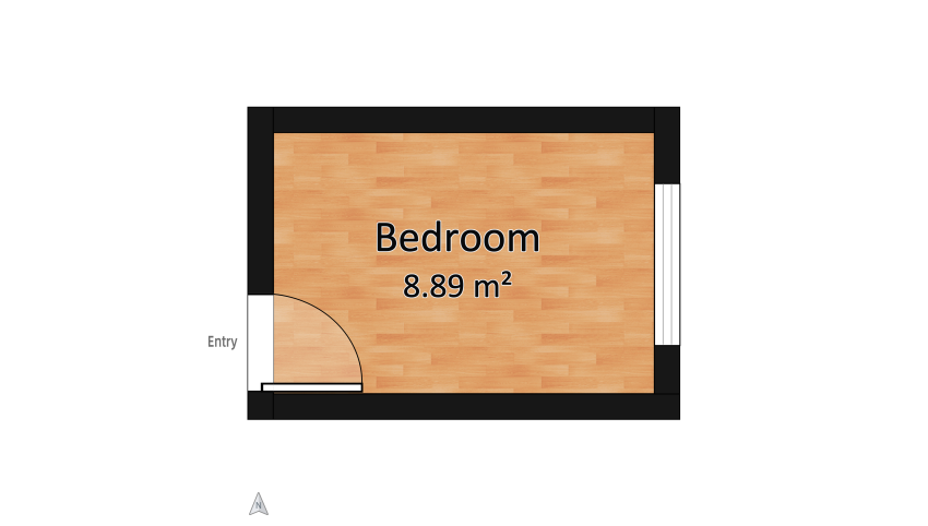 Small Minimalistic room floor plan 8.9