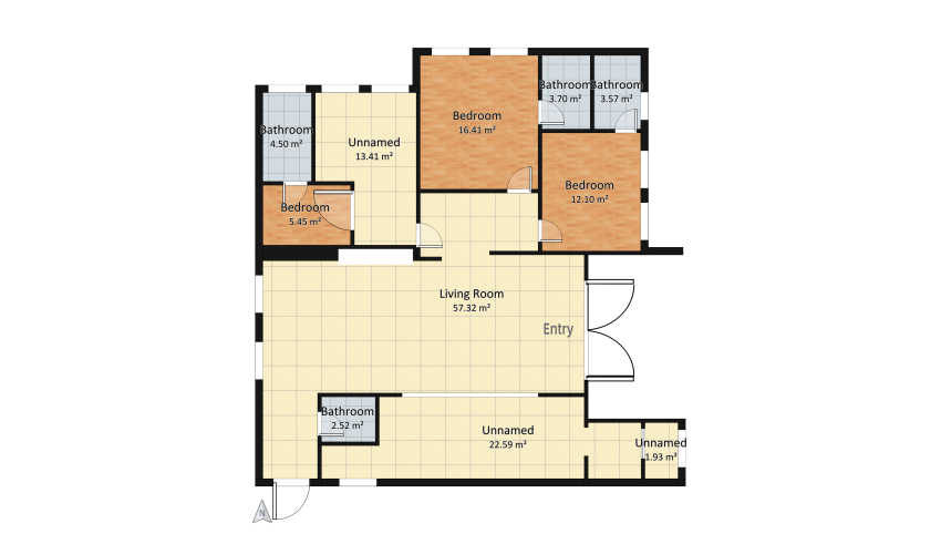 3 Bedroom luxe apartment floor plan 143.51
