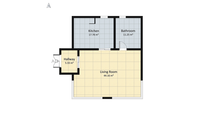 87 sqm - 1 room with kitchen floor plan 86.95
