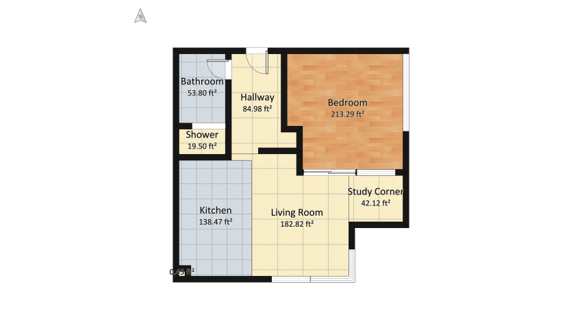 Masculine Apartment  floor plan 77.27