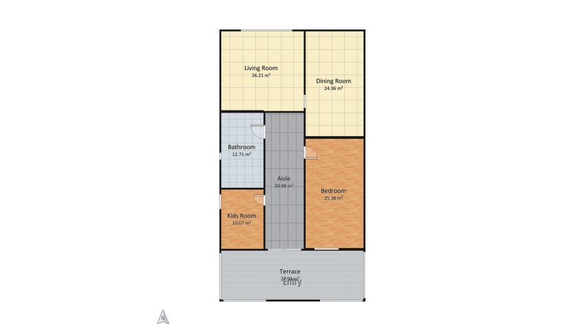 An apartment in modern city floor plan 442.95