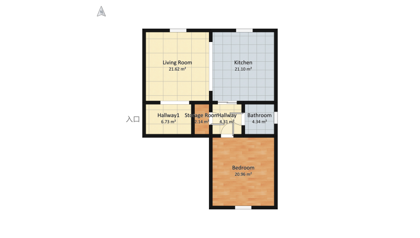 Project 1 - Bathroom, Living Room & Bedroom floor plan 92.27