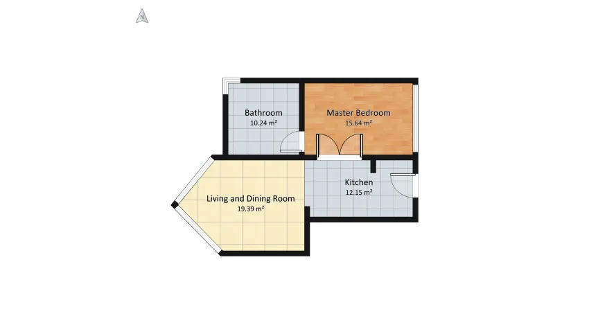 Modern apartament geometric in Caribe floor plan 64.56