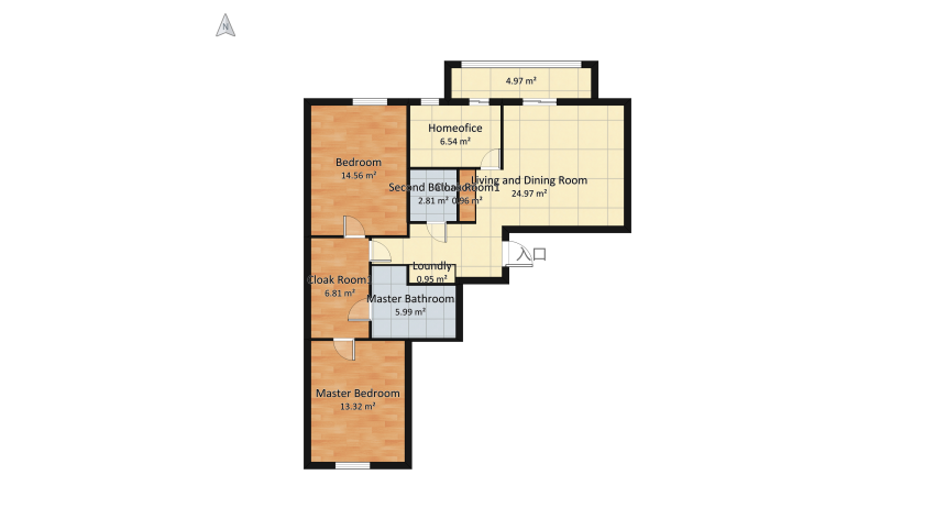 apartment with a home office floor plan 91.45