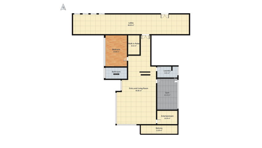 Modern Art-Deco Condo floor plan 311.11