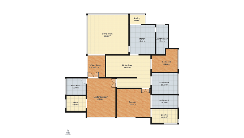 3 Bedroom, 3 Bathroom Luxury House floor plan 349.87