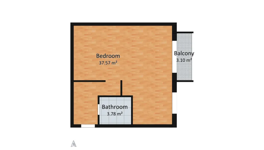 Japandi apartment floor plan 44.46