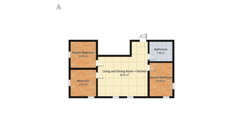 Modern wabi - sabi apartment floor plan 88.3