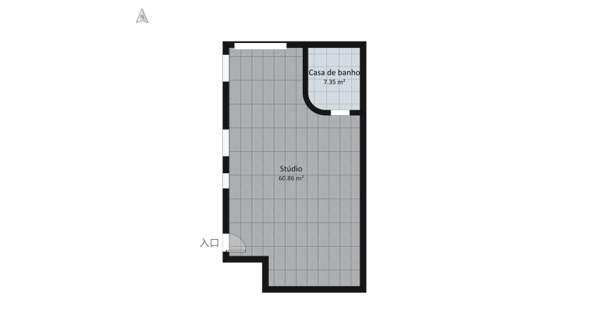 Studio floor plan 74.96