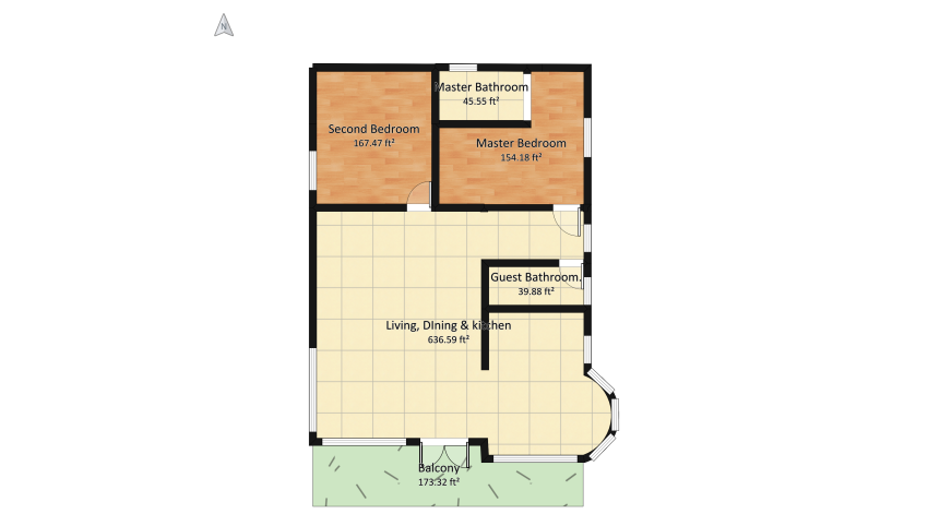 Airbnb Home floor plan 122.68