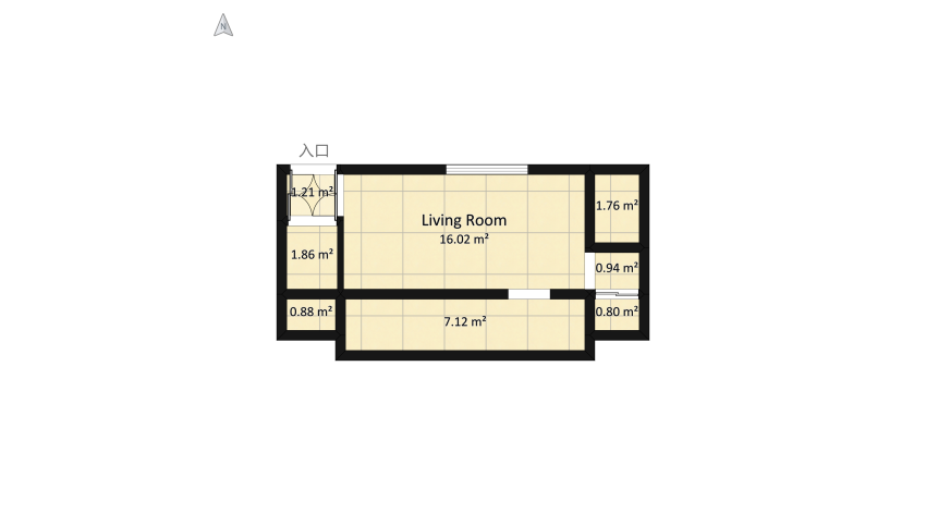 Long living room with too many wall openings floor plan 37.74