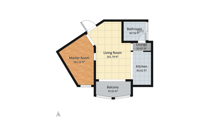 Small Apartment. floor plan 61.24