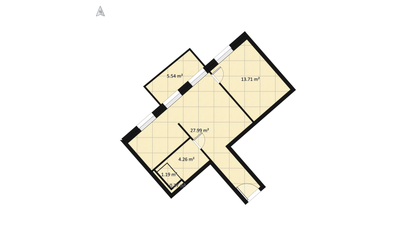 monolocale30mq floor plan 61.4