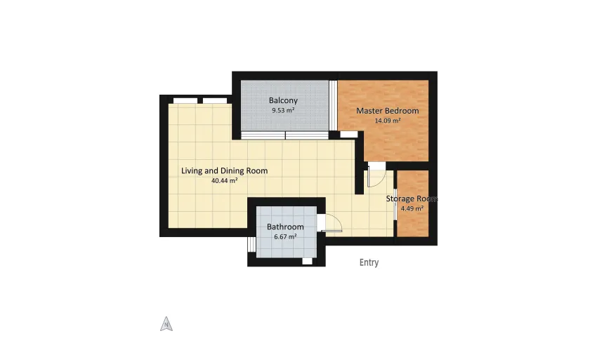Modern apartment floor plan 75.22