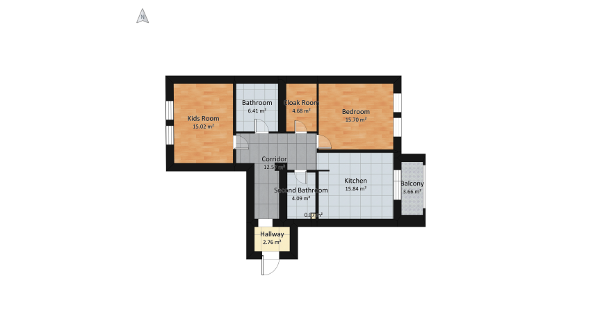 Two-room flat for a young family floor plan 99.4