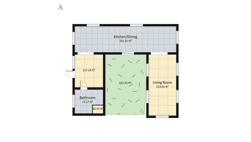 Modern container home floor plan 130.77