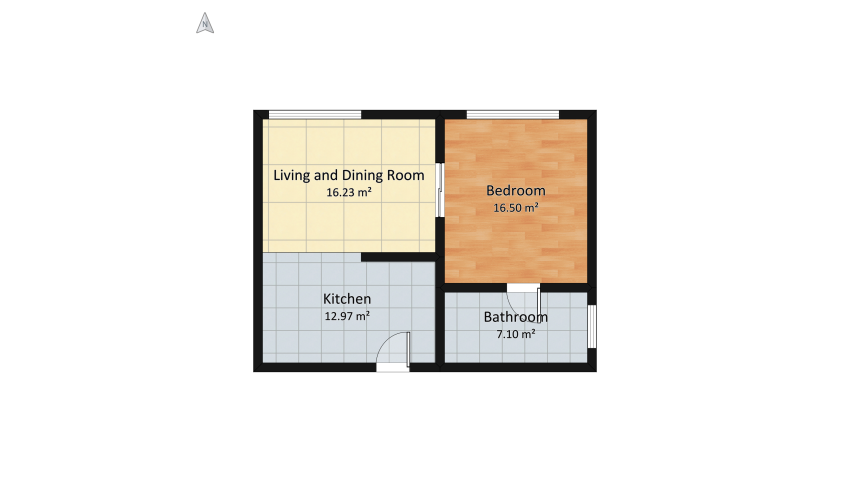 Small and Modern Apartment floor plan 59.42
