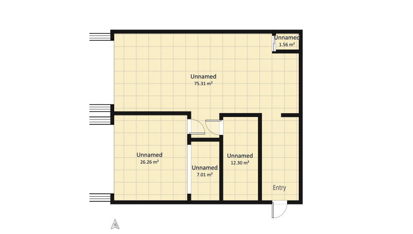 Green Art Deco Apartment floor plan 122.45