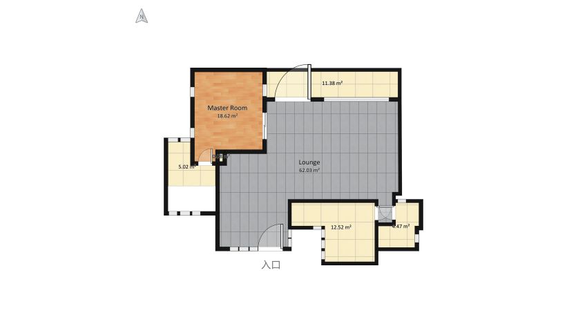 Natural Wood with ciment floor plan 131.66