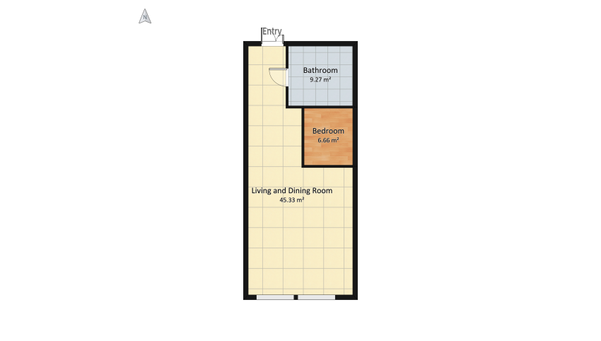 Functional studio apartment floor plan 66.87