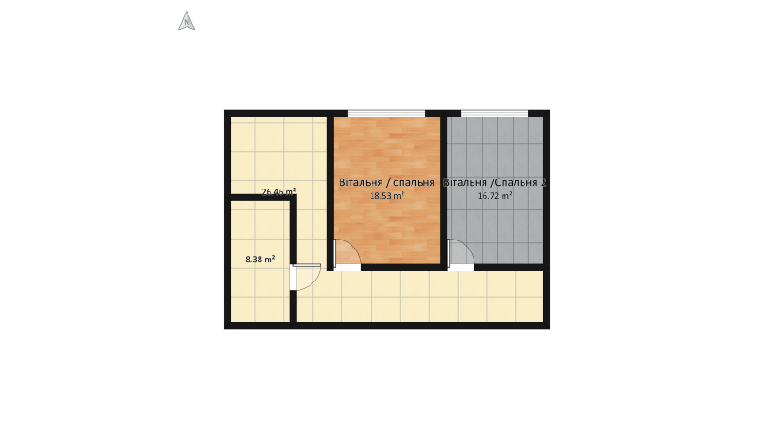 Universal room - living room/bedroom floor plan 73.07