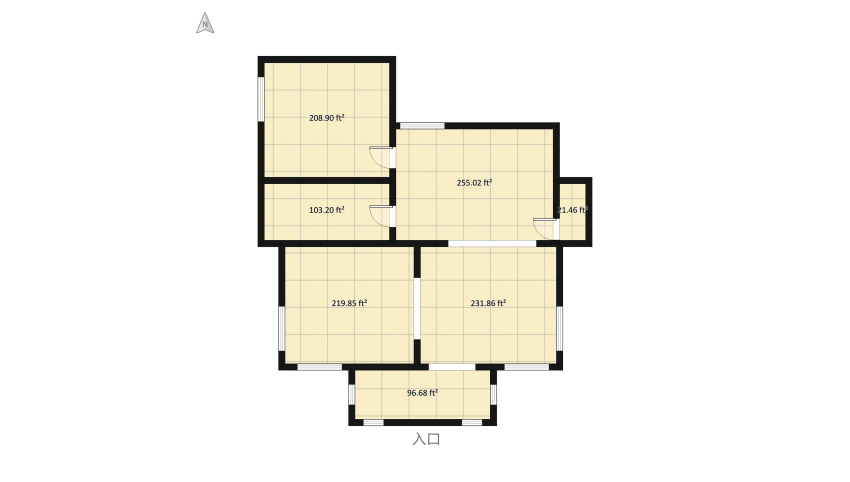 1 bed room floor plan 118.89