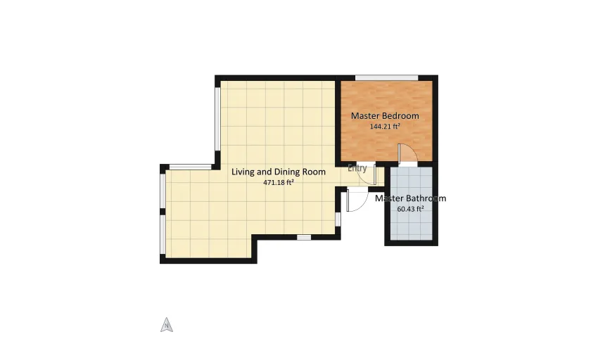 1 Bedroom Apartment  floor plan 62.79