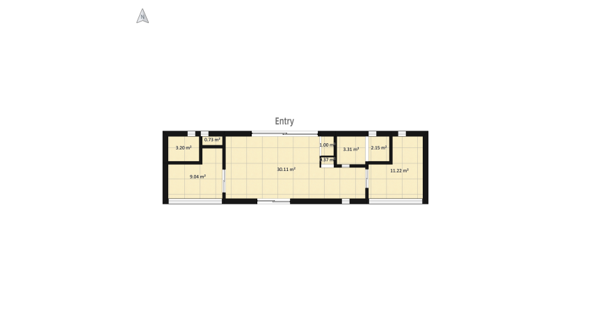 One floor private house for family floor plan 72.86