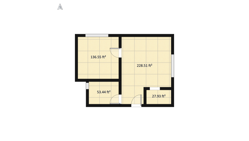 Small Modern Boho Apartment floor plan 47.72