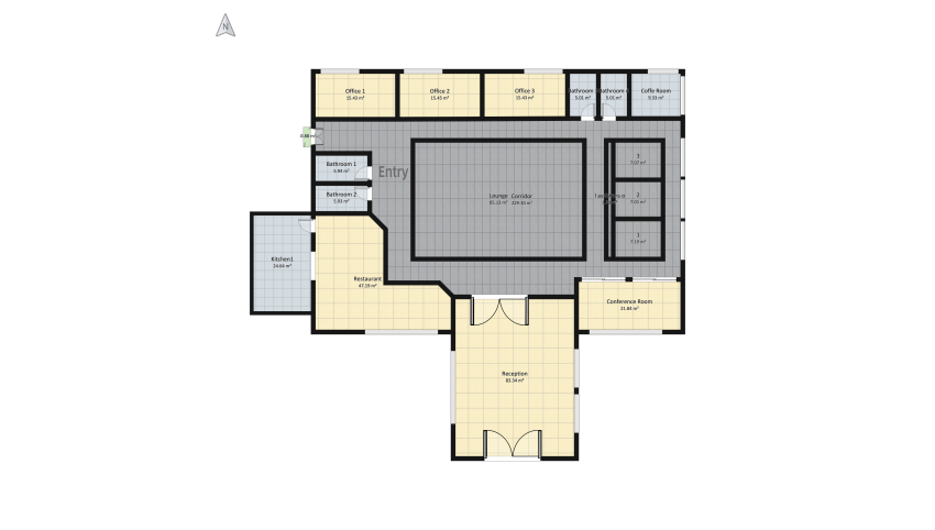 A hybrid office floor plan 647.72