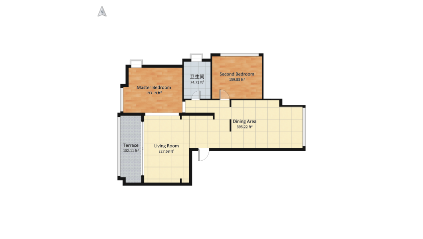 12 Contemporary Two Bedroom Design floor plan 117.96