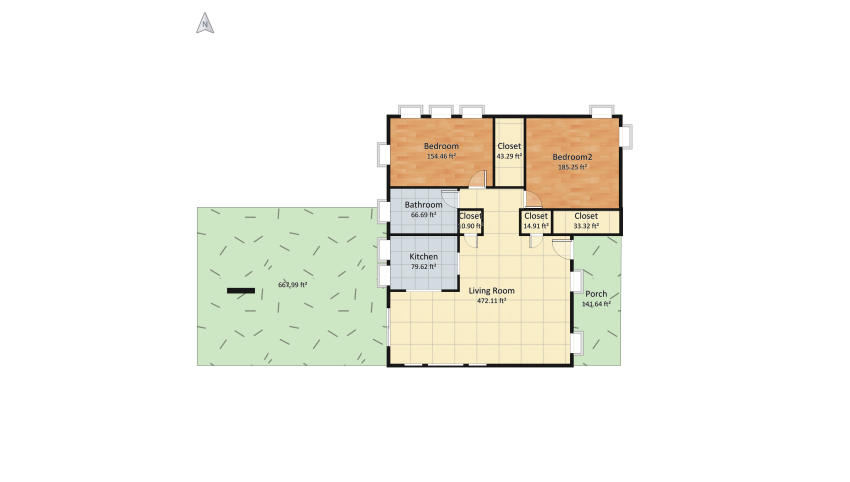 2 Bedroom Design floor plan 180.72