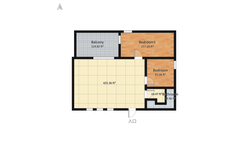 studio apartmant floor plan 89.73