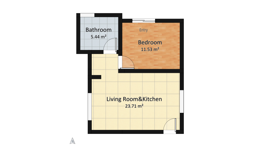 1 Bedroom AirBnb Apartment floor plan 40.68